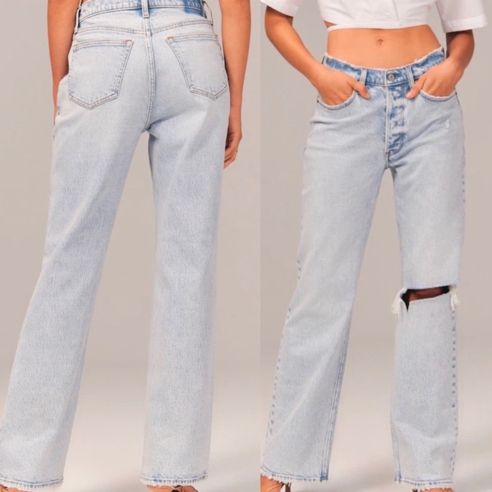 A&F Curve Love 90’s Baggy Low Rise 24 Short Light Ripped